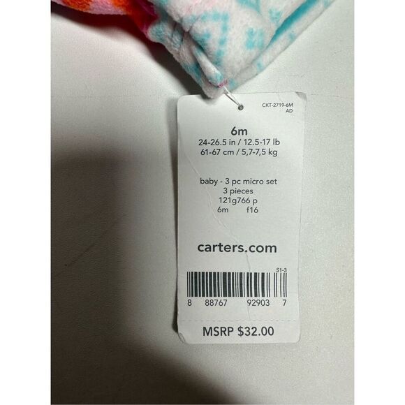 NWT Carter's 6M Baby Girls' Printed Fleece Cardigan Hooded Button Down - Picture 4 of 7